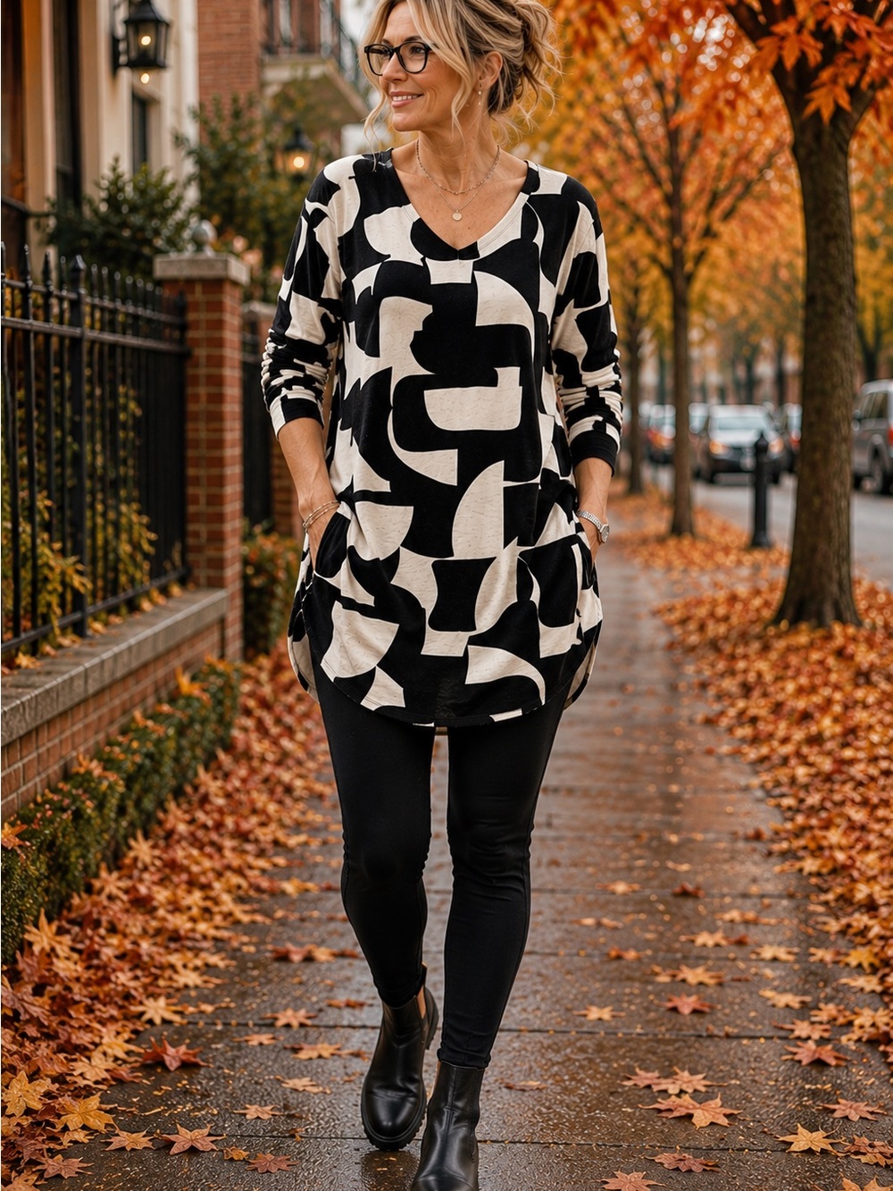 Part Two Byrdie Cashmere Blend Abstract Tunic Sweater L
